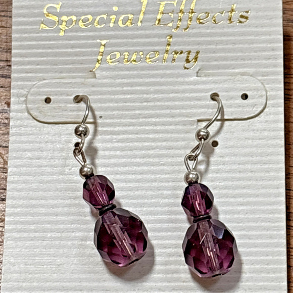 Vintage Purple Crystal Beaded Czech Glass Necklace & Earrings by Special Effects - Picture 2 of 8